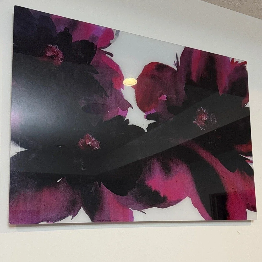 Pictures set of 2 ikea flowers acrylic shiny purple pink Floral Wall Art Set